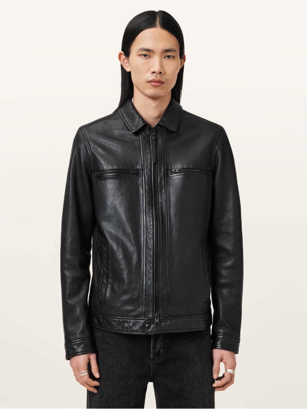 All Saints Black Leather Bomber Jacket LUCK LEATHER JACKET